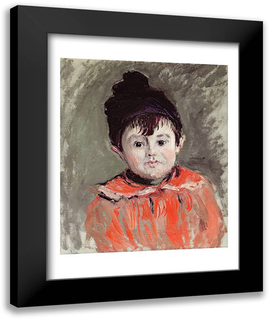 Michel Monet Wearing a Bobble Hat 22x28 Black Modern Wood Framed Art Print Poster by Monet, Claude