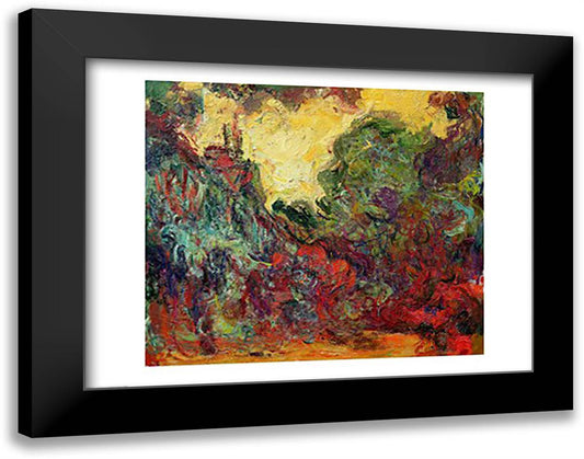 The Artist's House from the Rose Garden 28x22 Black Modern Wood Framed Art Print Poster by Monet, Claude