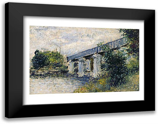 Railway Bridge at Argenteuil, 1874 28x22 Black Modern Wood Framed Art Print Poster by Monet, Claude