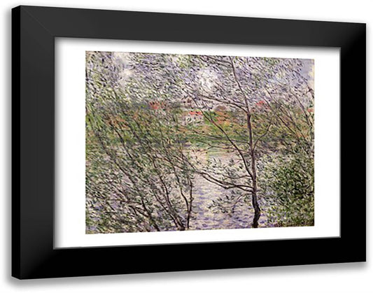 The Banks of the Seine or, Spring through the Trees 28x22 Black Modern Wood Framed Art Print Poster by Monet, Claude
