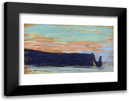 The Cliff at Etretat 28x22 Black Modern Wood Framed Art Print Poster by Monet, Claude