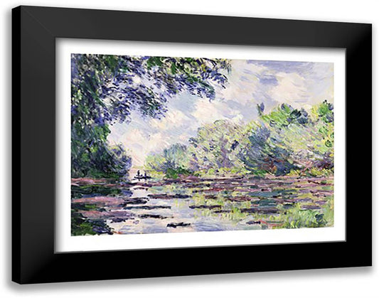 The Seine at Giverny, 1885 28x22 Black Modern Wood Framed Art Print Poster by Monet, Claude