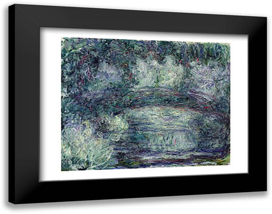 The Japanese Bridge 28x22 Black Modern Wood Framed Art Print Poster by Monet, Claude