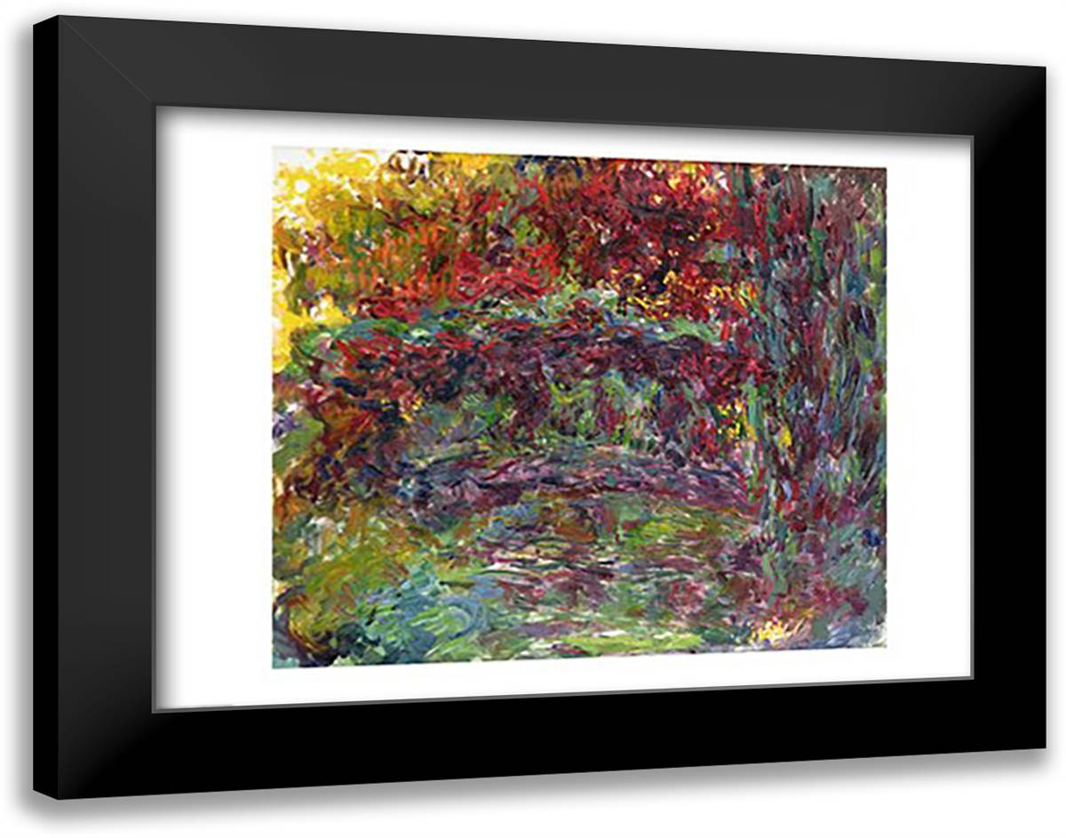 The Japanese Bridge at Giverny 28x22 Black Modern Wood Framed Art Print Poster by Monet, Claude