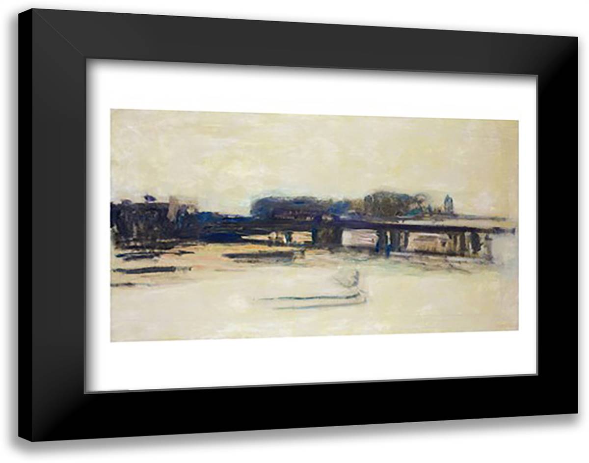 Study for Charing Cross Bridge 28x22 Black Modern Wood Framed Art Print Poster by Monet, Claude