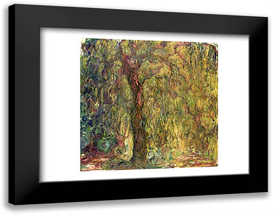 Weeping Willow 28x22 Black Modern Wood Framed Art Print Poster by Monet, Claude