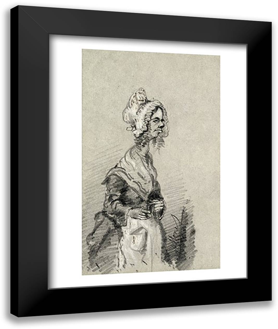 Old Woman from Normandy in Profile, 1857 22x28 Black Modern Wood Framed Art Print Poster by Monet, Claude