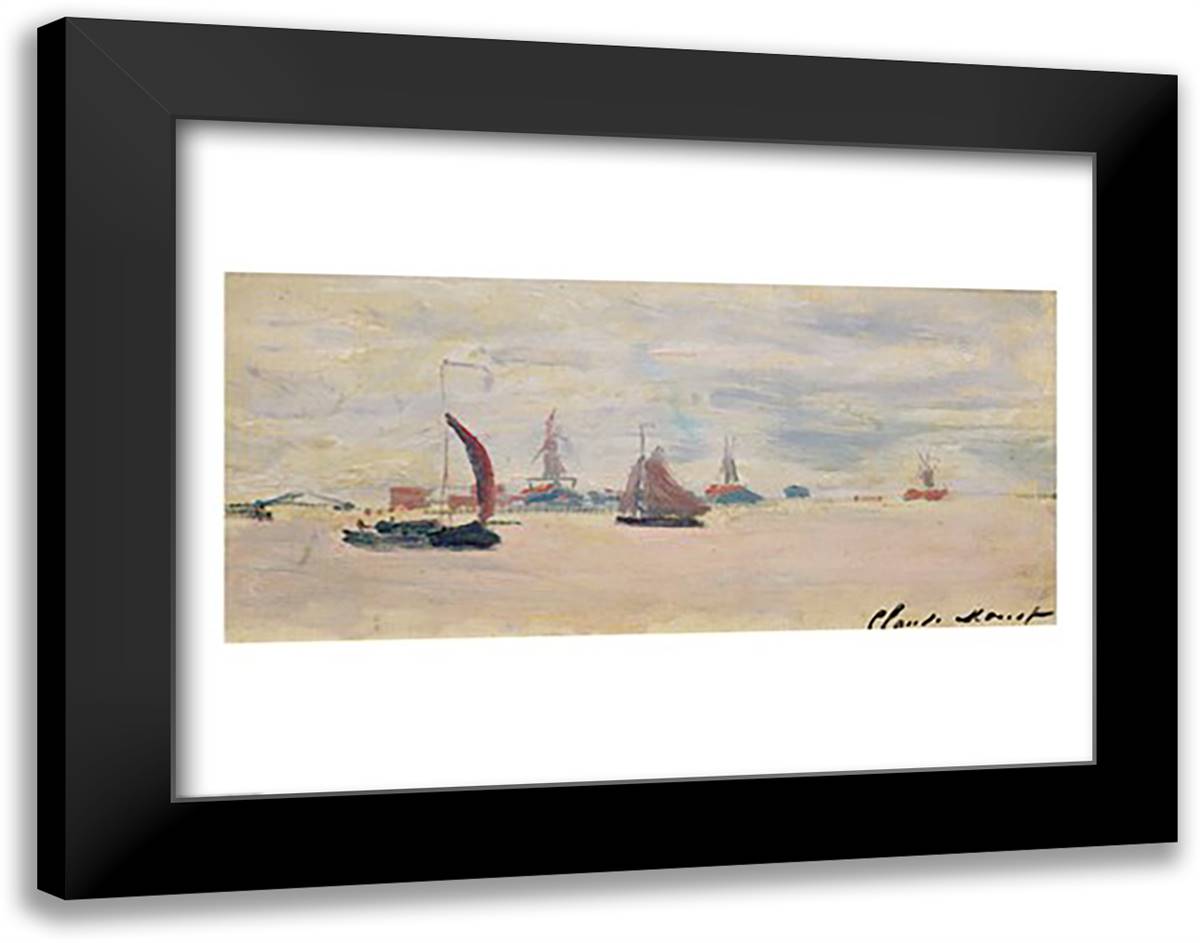 View of the Voorzaan, 1871 28x22 Black Modern Wood Framed Art Print Poster by Monet, Claude