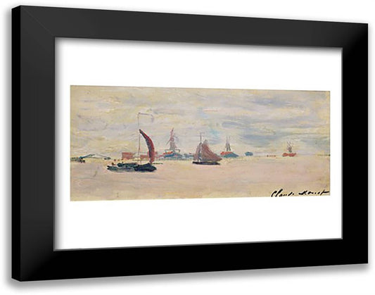 View of the Voorzaan, 1871 28x22 Black Modern Wood Framed Art Print Poster by Monet, Claude