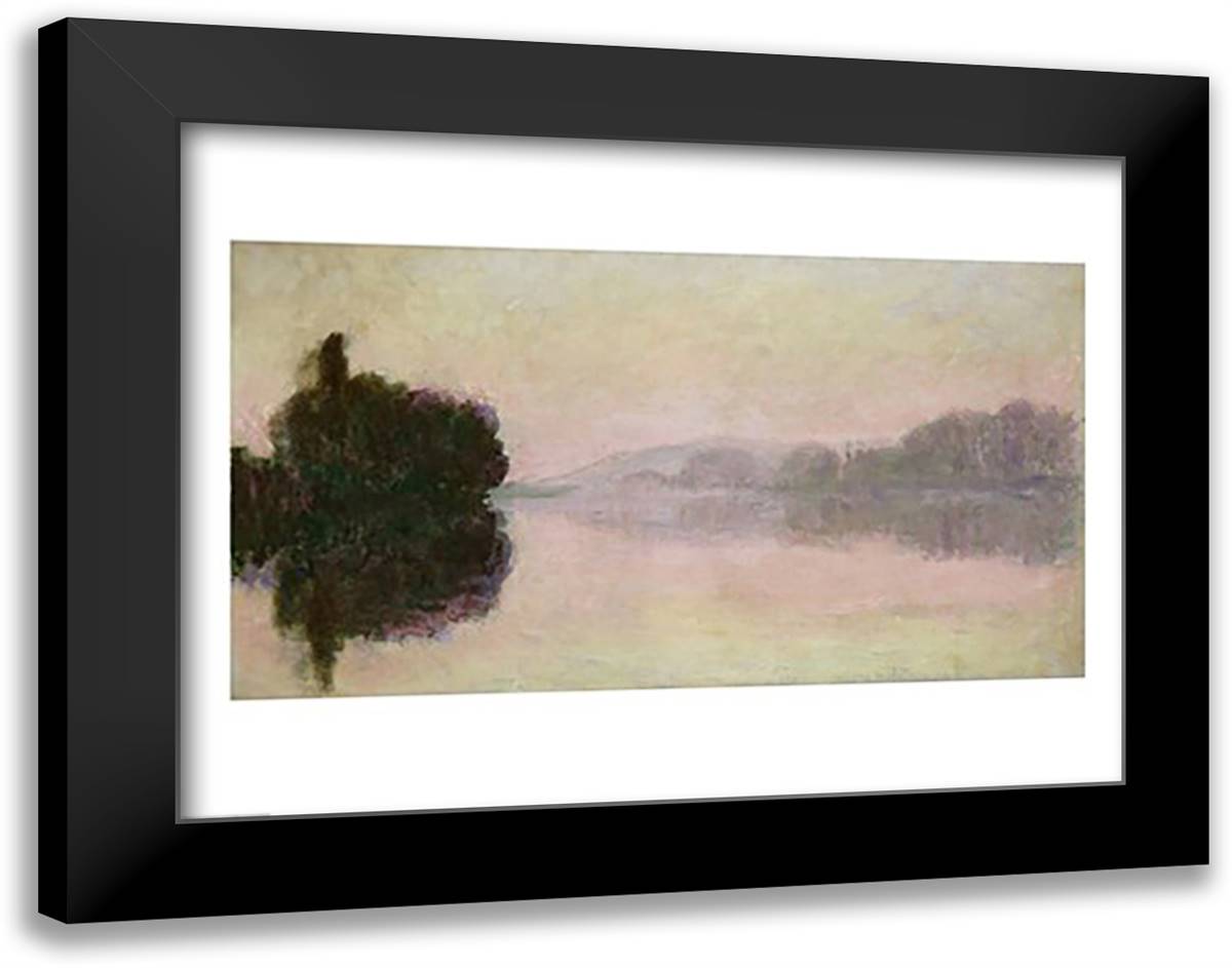 The Seine at Port-Villez, Evening Effect, 1894 28x22 Black Modern Wood Framed Art Print Poster by Monet, Claude
