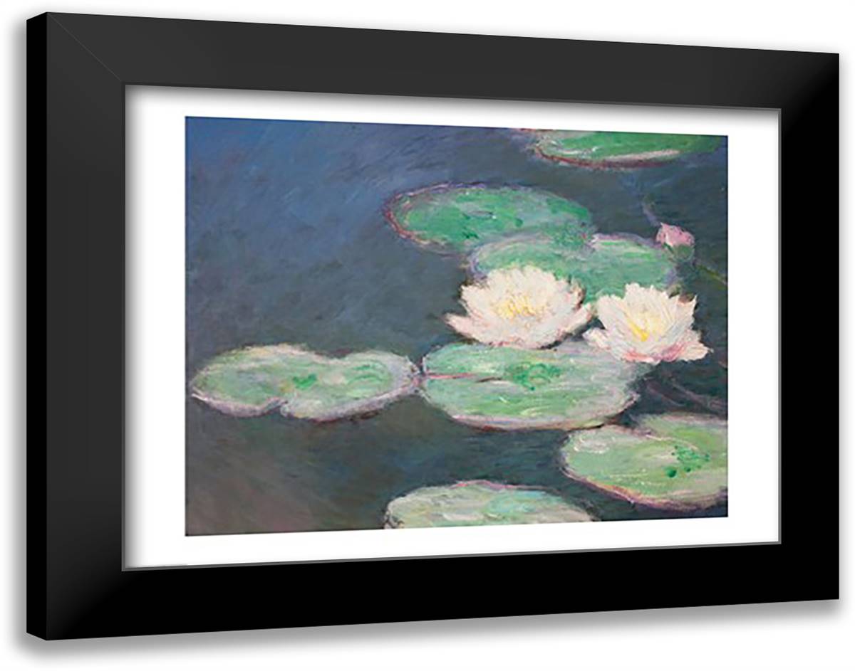 Waterlilies, Evening; detail 28x22 Black Modern Wood Framed Art Print Poster by Monet, Claude
