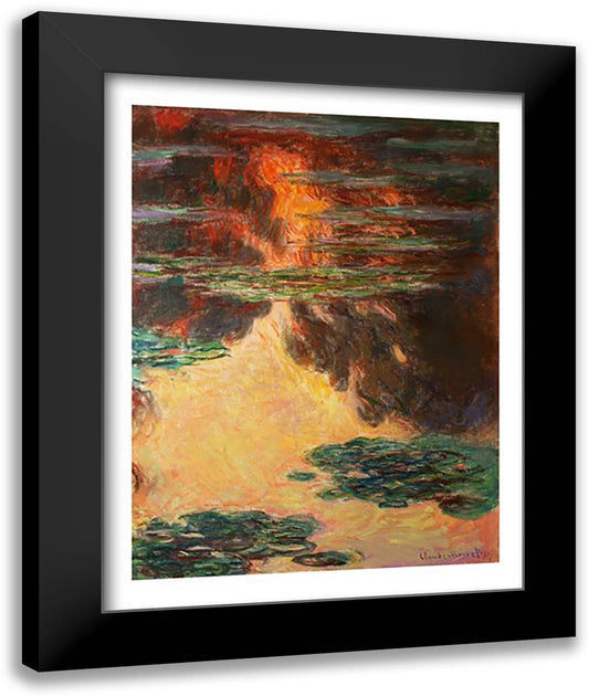 Waterlilies, detail, 1907 22x28 Black Modern Wood Framed Art Print Poster by Monet, Claude