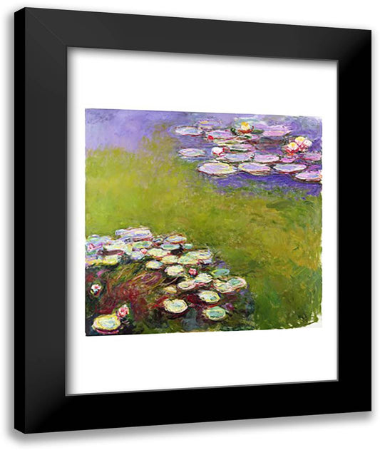 Waterlilies, Harmony in Blue, 1914-17 22x28 Black Modern Wood Framed Art Print Poster by Monet, Claude