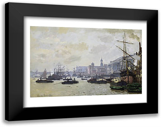 The Thames at London, 1871 28x22 Black Modern Wood Framed Art Print Poster by Monet, Claude