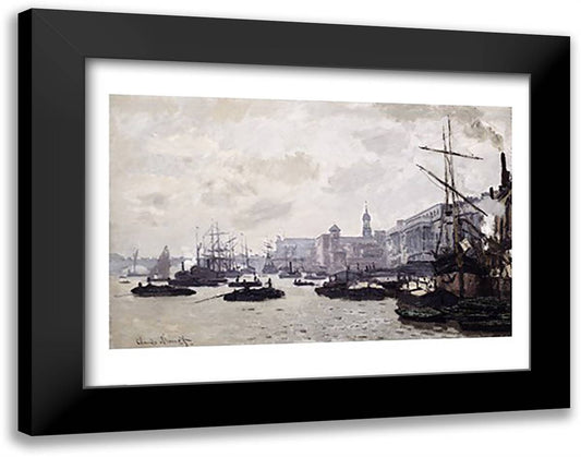 The Thames at London 28x22 Black Modern Wood Framed Art Print Poster by Monet, Claude