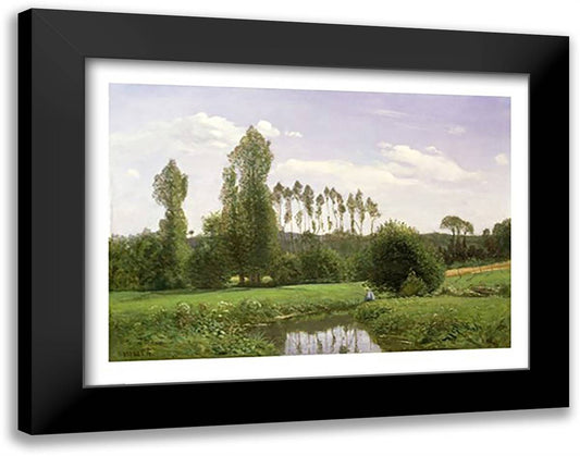 View at Rouelles, 1858 28x22 Black Modern Wood Framed Art Print Poster by Monet, Claude