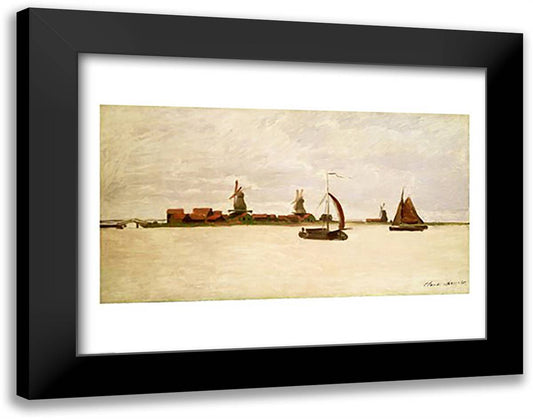 The Outer Harbour at Zaandam, 1871 28x22 Black Modern Wood Framed Art Print Poster by Monet, Claude