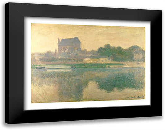 The Church of Vernon, Brouillard, 1894 28x22 Black Modern Wood Framed Art Print Poster by Monet, Claude