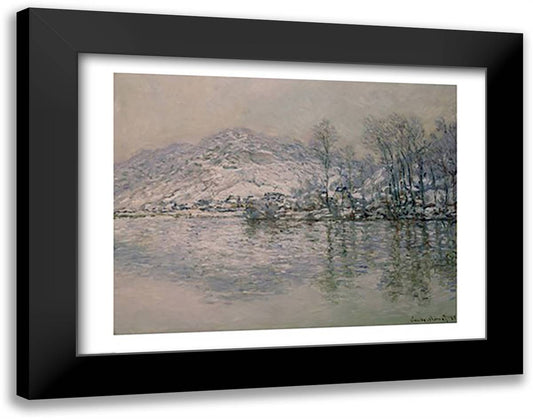 The Seine at Port Villez in Winter, 1885 28x22 Black Modern Wood Framed Art Print Poster by Monet, Claude