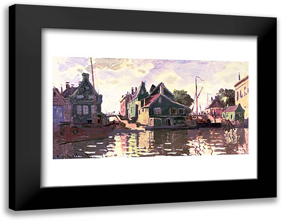 Zaandam 28x22 Black Modern Wood Framed Art Print Poster by Monet, Claude