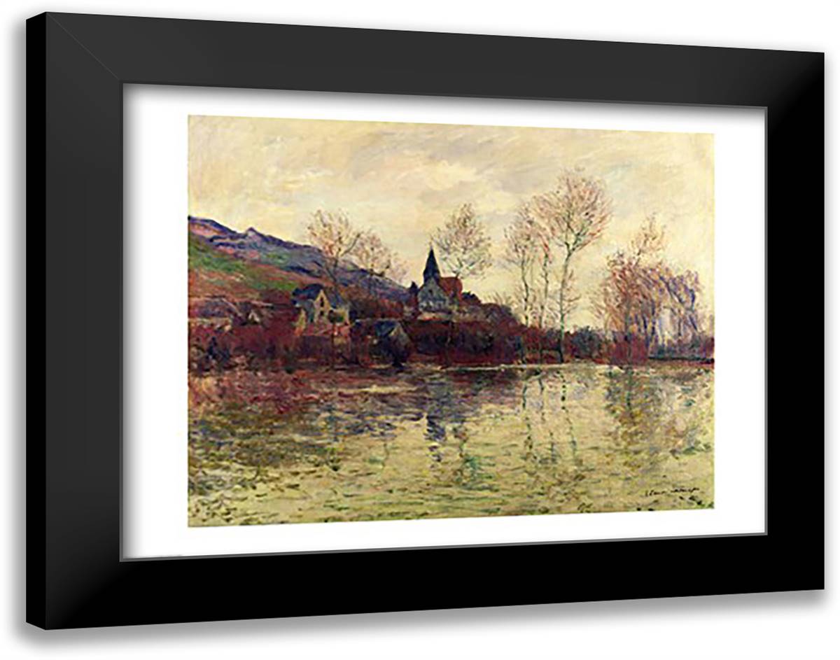 Floods at Giverny, 1886 28x22 Black Modern Wood Framed Art Print Poster by Monet, Claude
