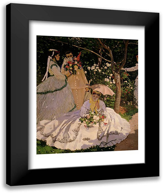 Women in the Garden, detail of a Seated Woman with a Parasol, 1867 22x28 Black Modern Wood Framed Art Print Poster by Monet, Claude