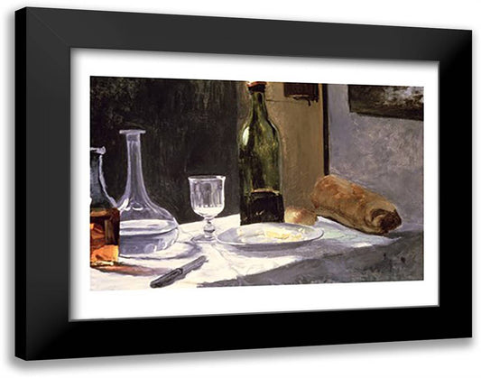 Still Life with Bottles, 1859 28x22 Black Modern Wood Framed Art Print Poster by Monet, Claude