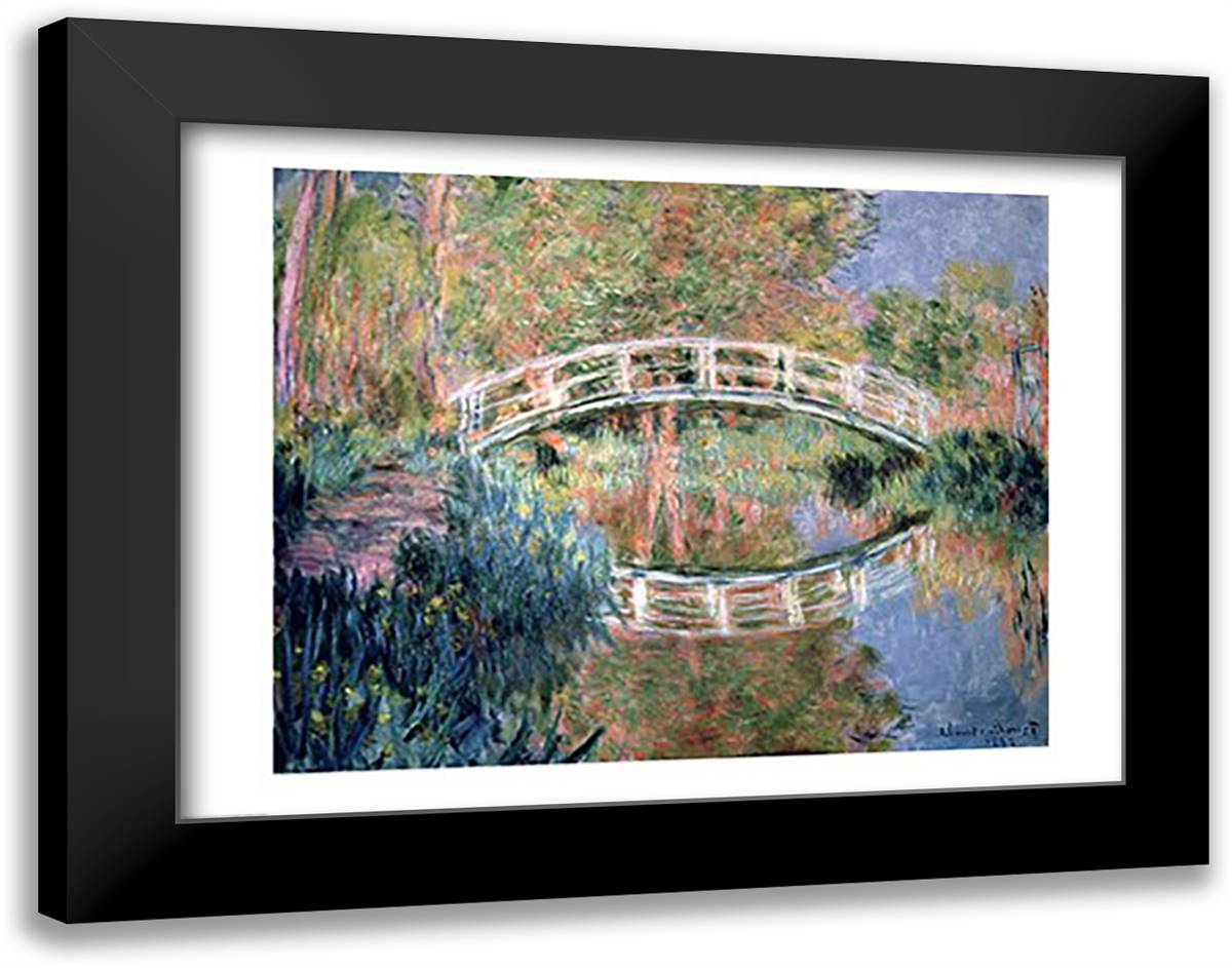 The Japanese Bridge, Giverny, 1892 28x22 Black Modern Wood Framed Art Print Poster by Monet, Claude