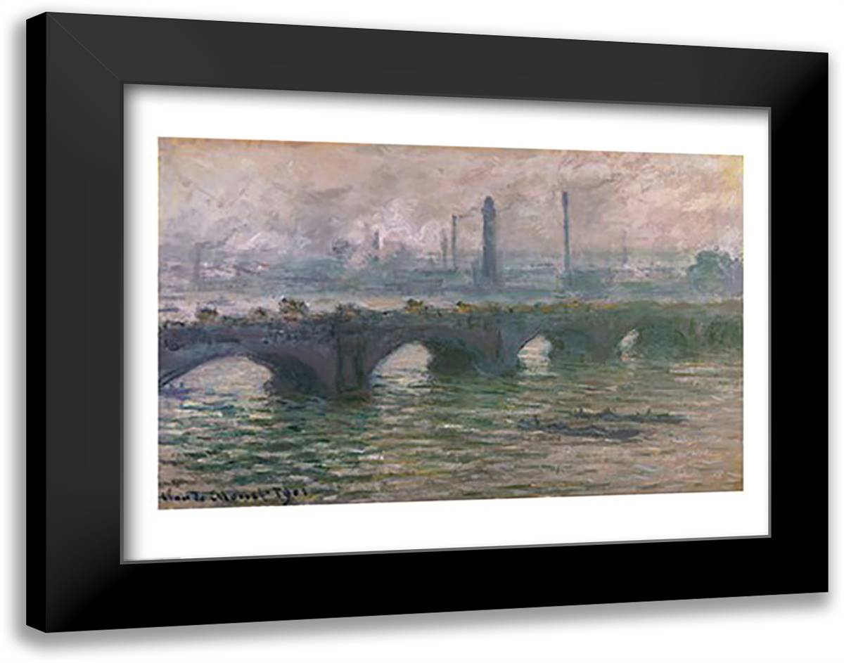 Waterloo Bridge, 1901 28x22 Black Modern Wood Framed Art Print Poster by Monet, Claude