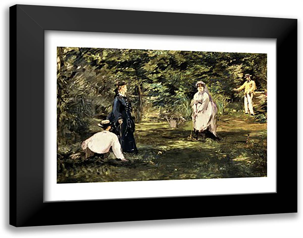 The Game of Croquet, 1873 28x22 Black Modern Wood Framed Art Print Poster by Manet, Edouard