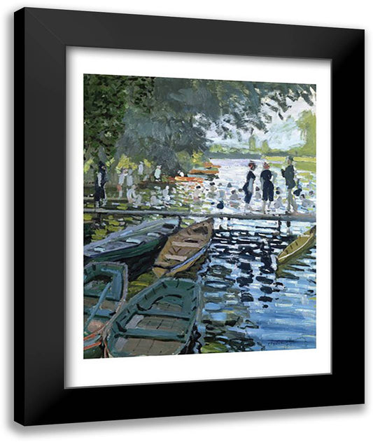 Bathers at La Grenouillere, 1869 22x28 Black Modern Wood Framed Art Print Poster by Monet, Claude