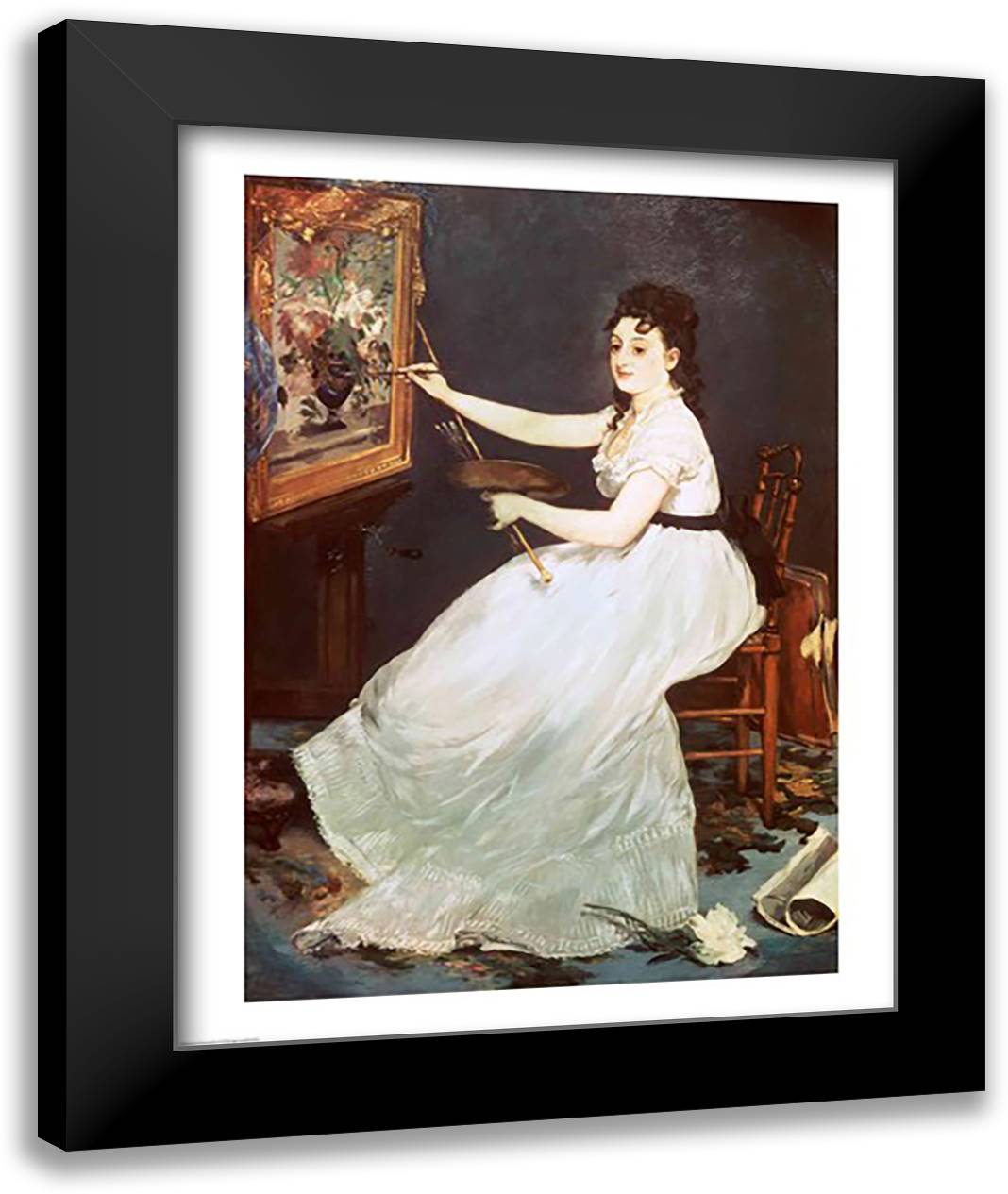 Portrait of Eva Gonzales 22x28 Black Modern Wood Framed Art Print Poster by Manet, Edouard