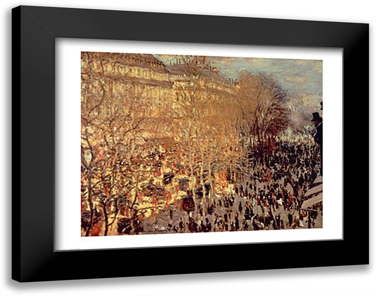 Boulevard des Capucines, 1873 28x22 Black Modern Wood Framed Art Print Poster by Monet, Claude