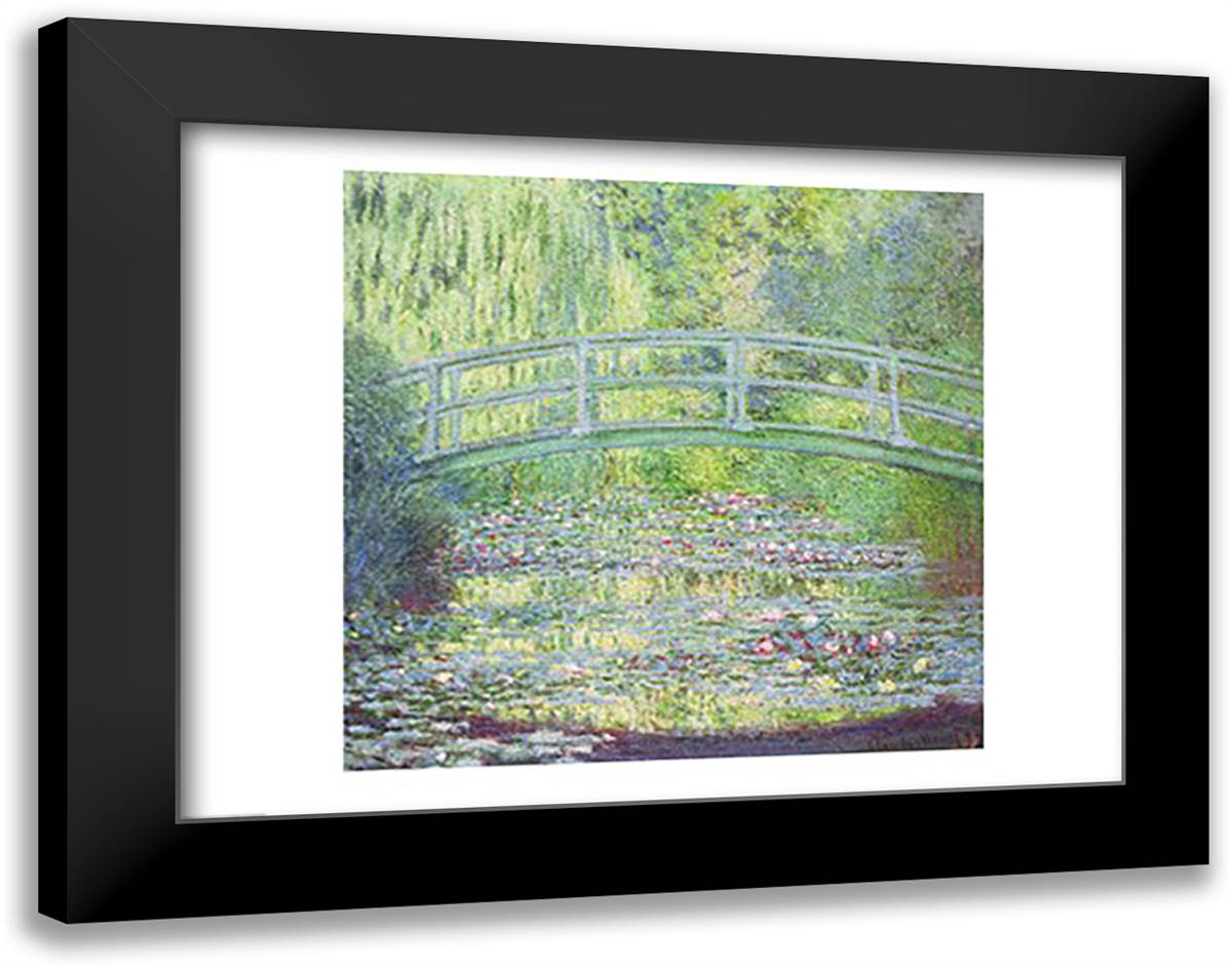The Waterlily Pond with the Japanese Bridge, 1899 28x22 Black Modern Wood Framed Art Print Poster by Monet, Claude