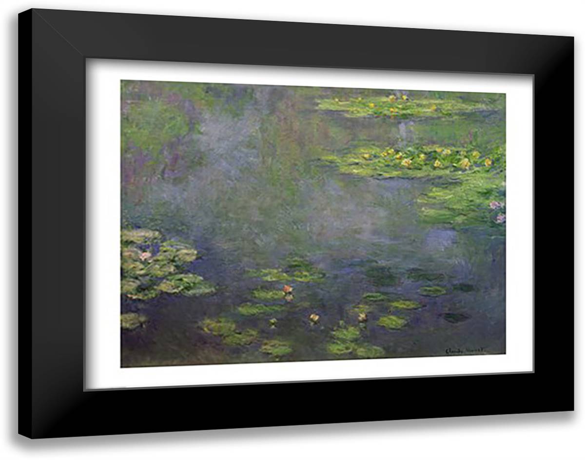 Waterlilies 28x22 Black Modern Wood Framed Art Print Poster by Monet, Claude