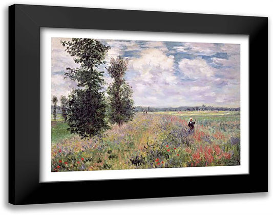The Poppy field 28x22 Black Modern Wood Framed Art Print Poster by Monet, Claude