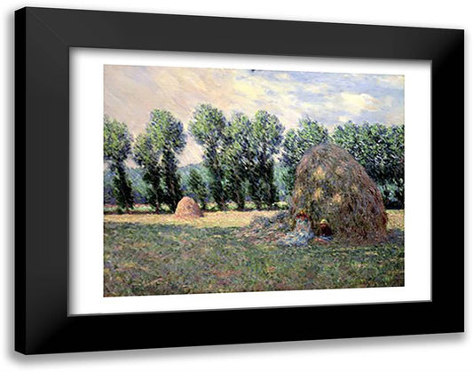 Haystacks, 1885 28x22 Black Modern Wood Framed Art Print Poster by Monet, Claude