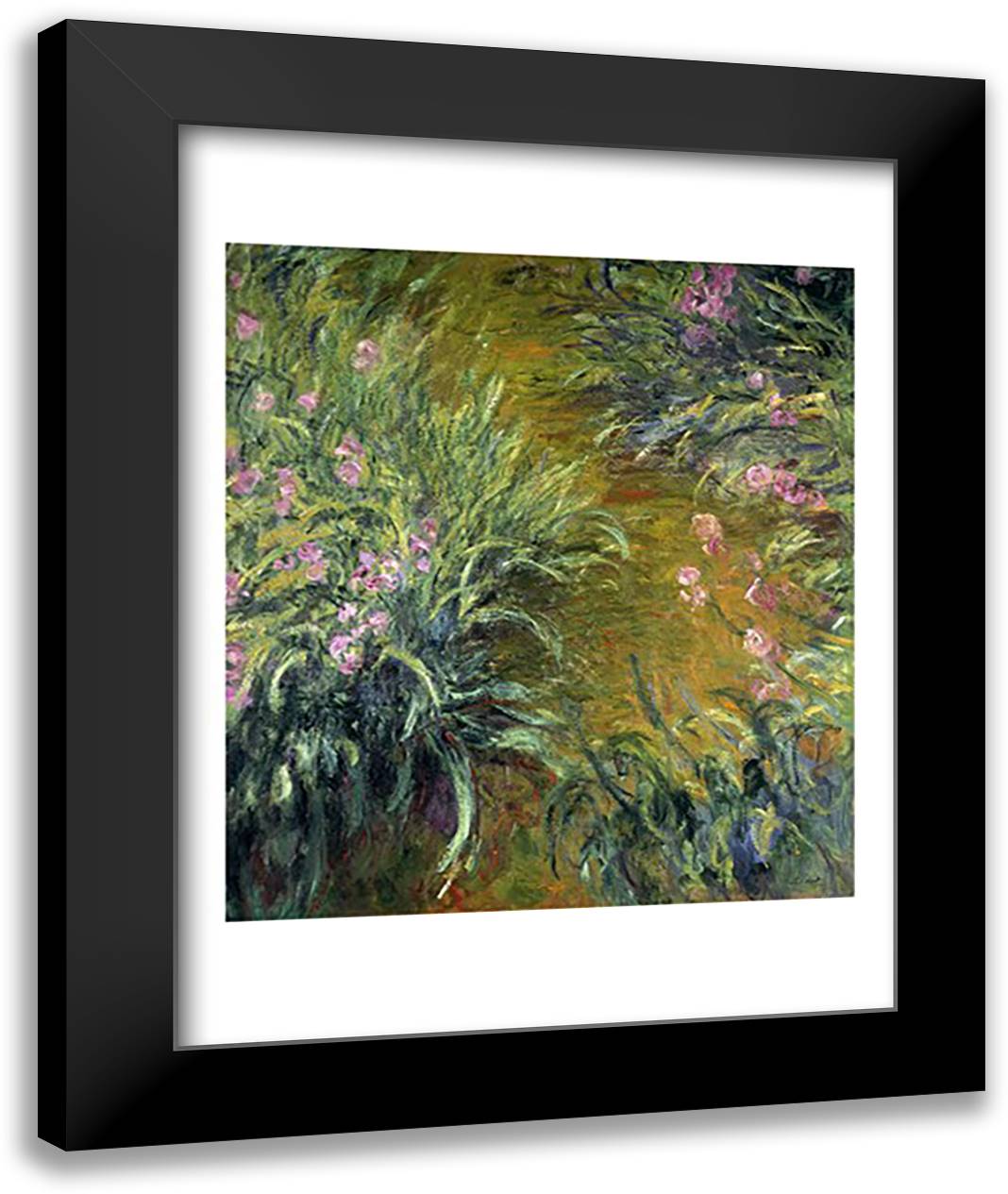 Iris 22x28 Black Modern Wood Framed Art Print Poster by Monet, Claude