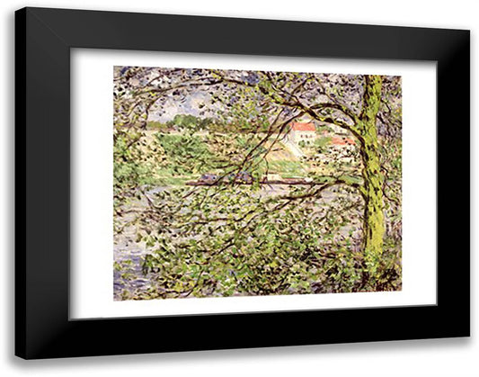 Through the Trees, 1878 28x22 Black Modern Wood Framed Art Print Poster by Monet, Claude