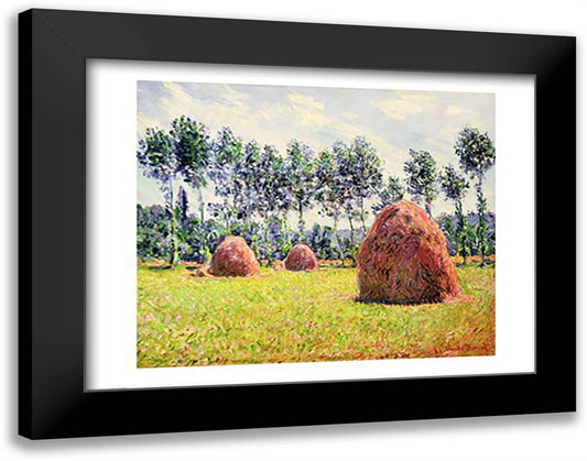 Haystacks at Giverny, 1884 28x22 Black Modern Wood Framed Art Print Poster by Monet, Claude