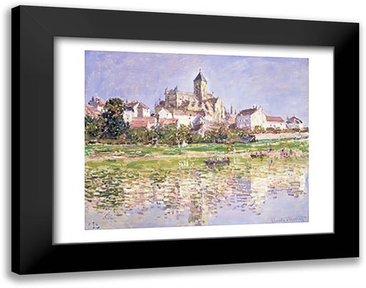The Church at Vetheuil, 1880 28x22 Black Modern Wood Framed Art Print Poster by Monet, Claude