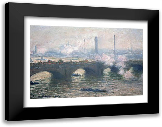 Study of Waterloo Bridge at Dusk, 1903 28x22 Black Modern Wood Framed Art Print Poster by Monet, Claude