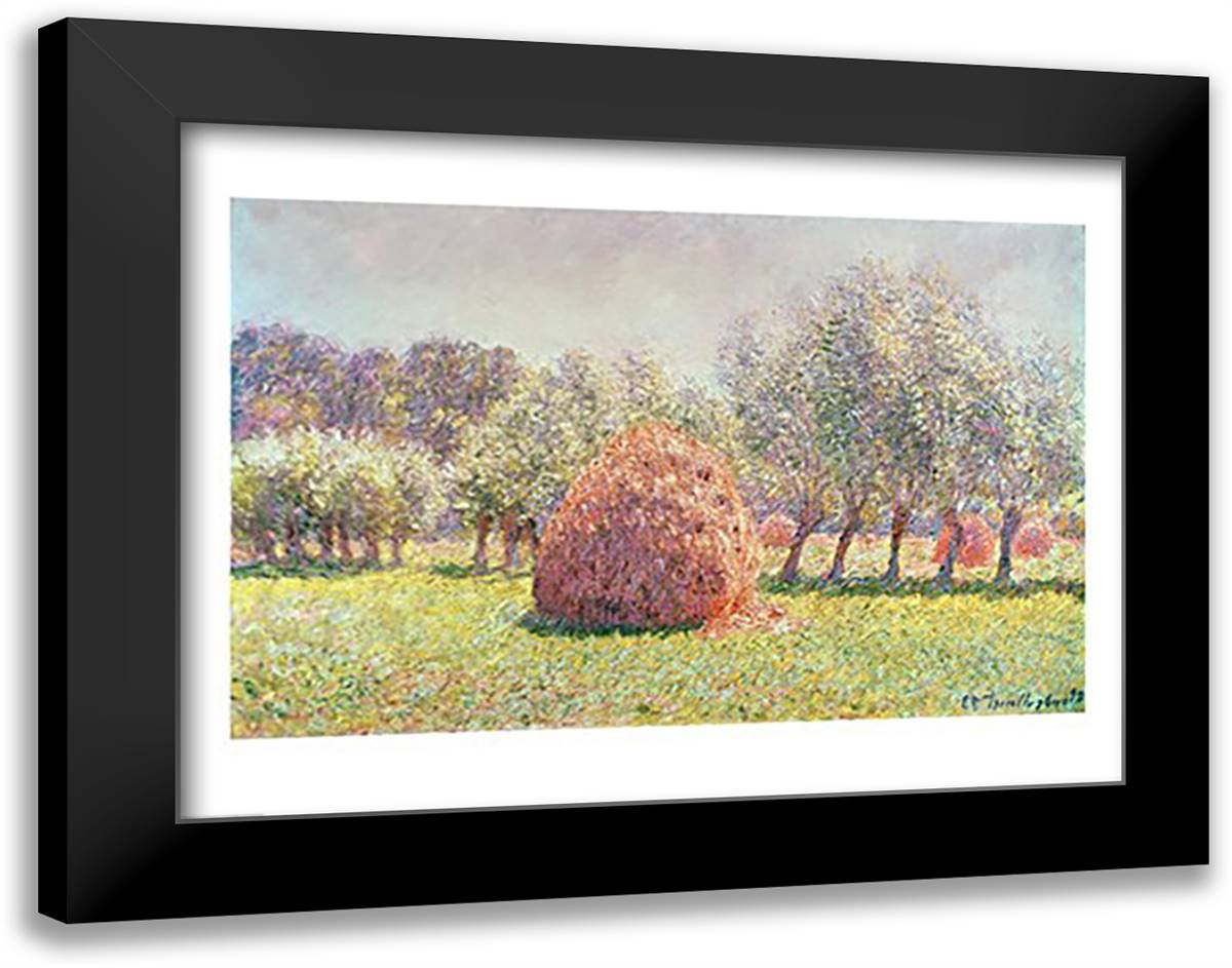 Haystacks, 1893 28x22 Black Modern Wood Framed Art Print Poster by Monet, Claude