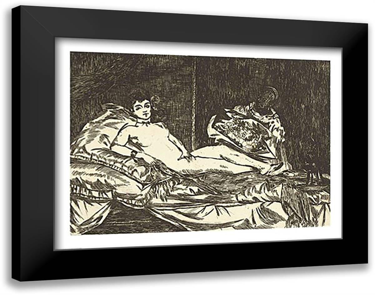 Olympia, 1867 28x22 Black Modern Wood Framed Art Print Poster by Manet, Edouard