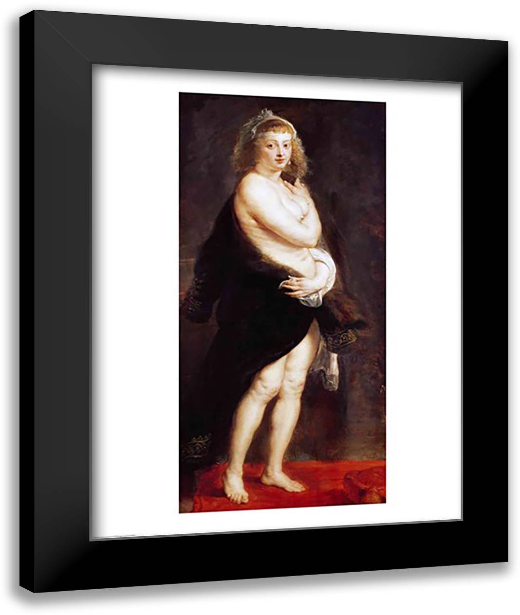 Helena Fourment in a Fur Wrap, 1636-38 22x28 Black Modern Wood Framed Art Print Poster by Rubens, Peter Paul