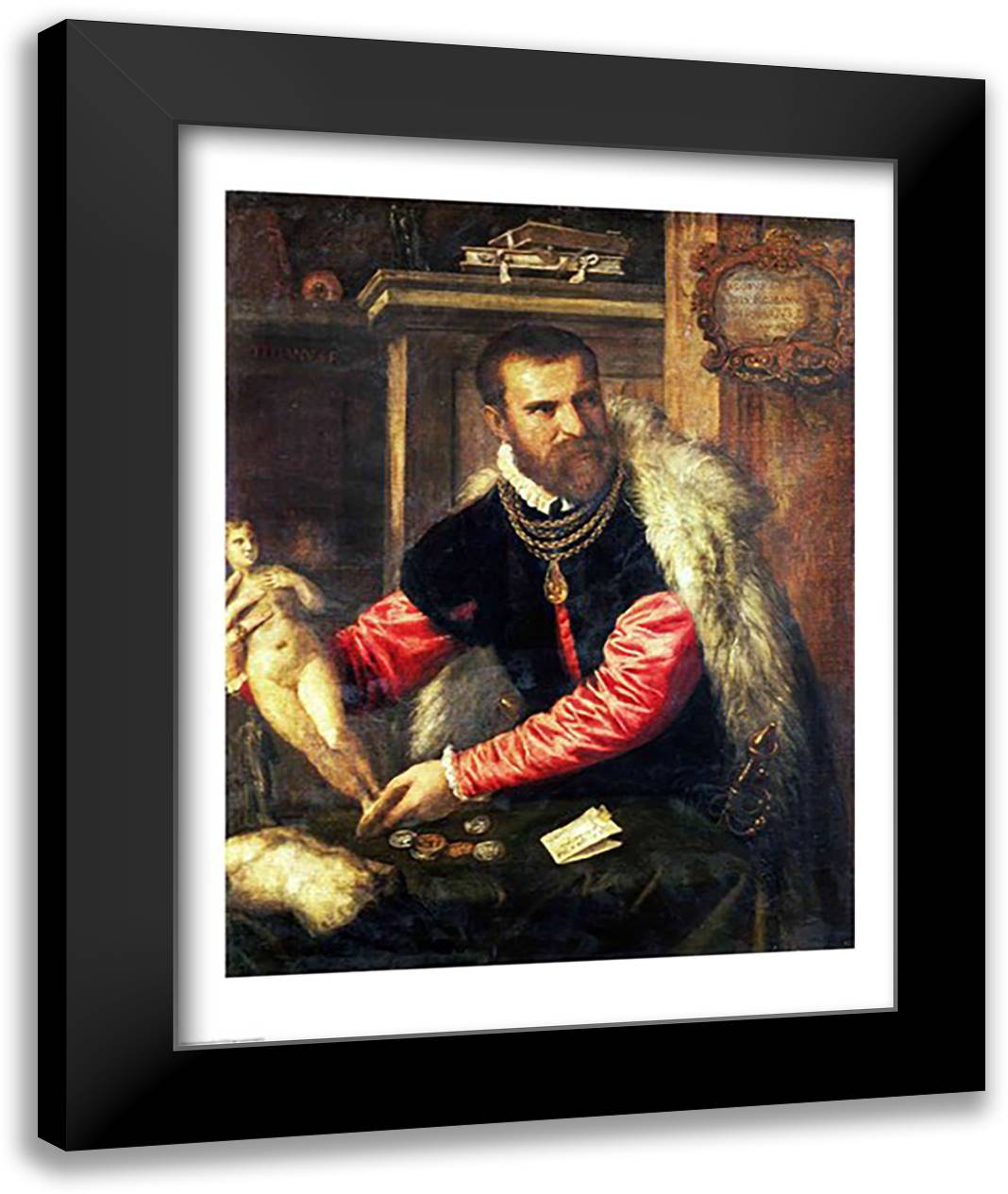 Jacopo Strada 22x28 Black Modern Wood Framed Art Print Poster by Titian