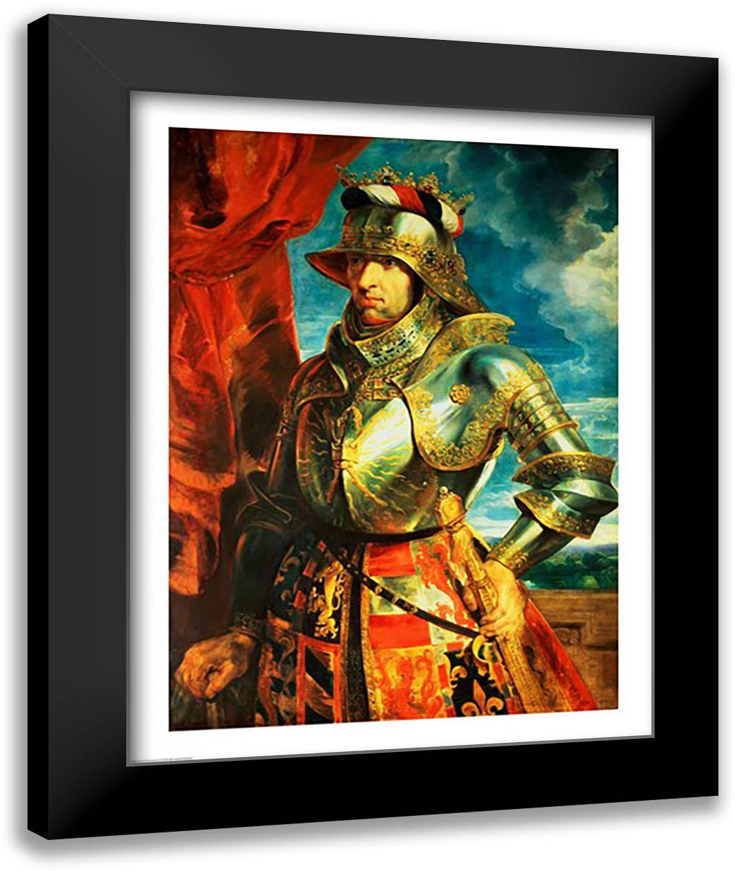 Maximilian I 22x28 Black Modern Wood Framed Art Print Poster by Rubens, Peter Paul