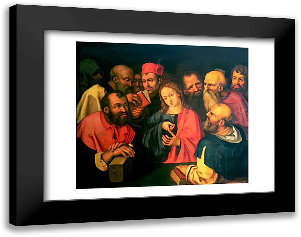 Christ, aged twelve, among the scribes 28x22 Black Modern Wood Framed Art Print Poster by Durer, Albrecht