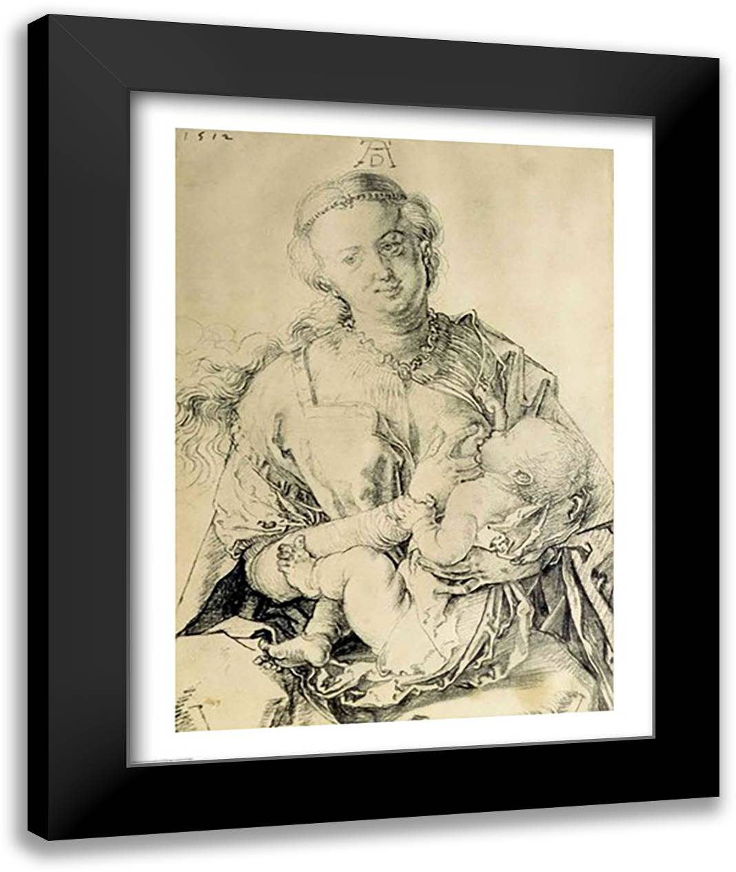 Virgin Mary suckling the Christ Child 22x28 Black Modern Wood Framed Art Print Poster by Durer, Albrecht
