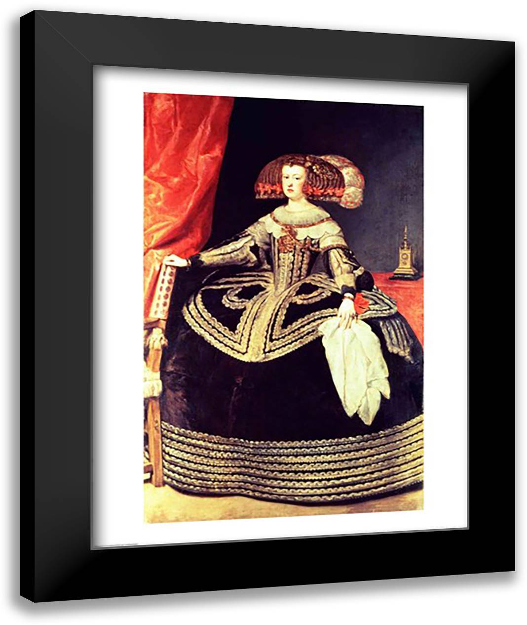 Queen Mariana of Austria 22x28 Black Modern Wood Framed Art Print Poster by Velazquez, Diego